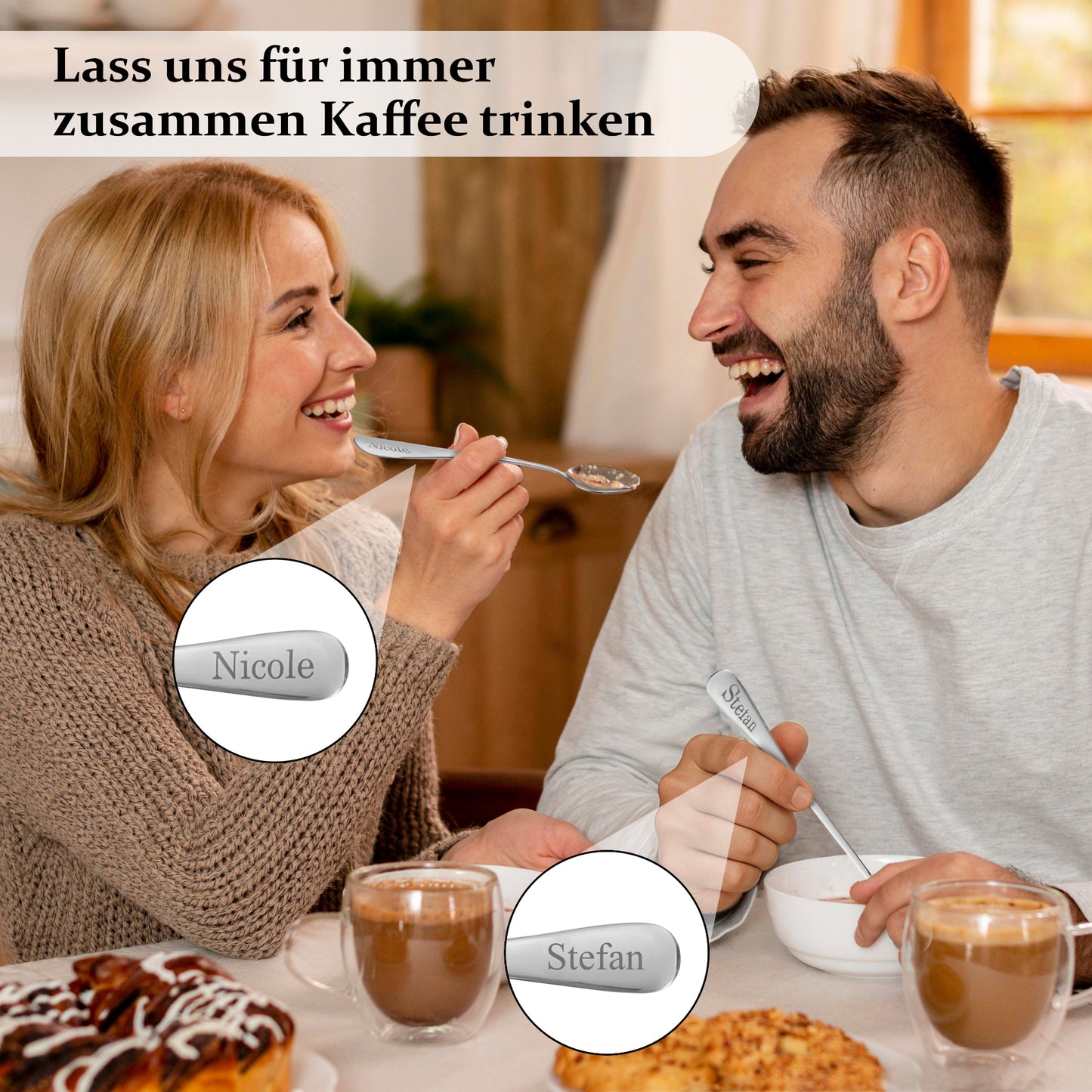 Löffel mit Wunschgravur „Nicole“ am Stielende – personalisierbar für jeden Namen