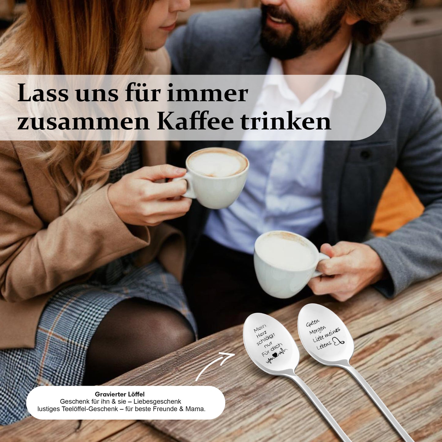 Löffel mit Spruch „Lass uns für immer zusammen Kaffee trinken“ – originelle Geschenkidee