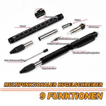 LED-Lampe und Schraubendreher am Kugelschreiber im Einsatz – ideales Geschenk für Bastler, Heimwerker und Technikfans