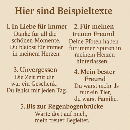 Erinnerungstafel für Hund – handgefertigt, mit Platz für Foto, Name und Lebensdaten