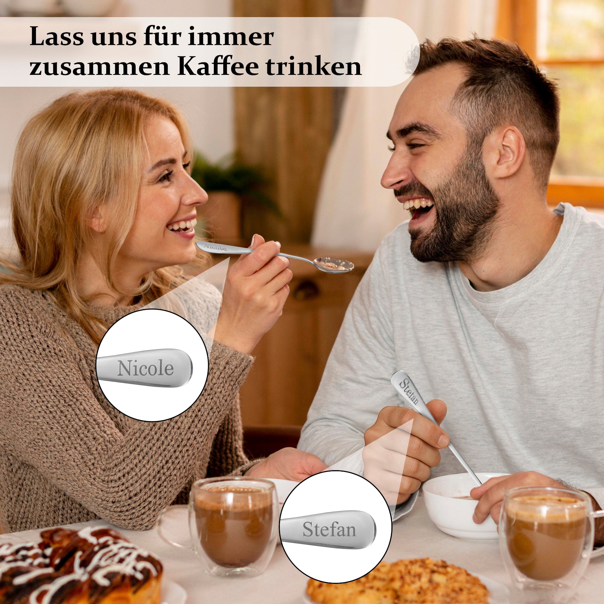 Löffel mit Wunschgravur „Nicole“ am Stielende – personalisierbar für jeden Namen