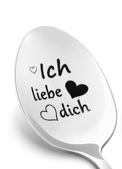 Personalisierter Löffel mit Gravur „Ich liebe dich“ und Herzsymbol

